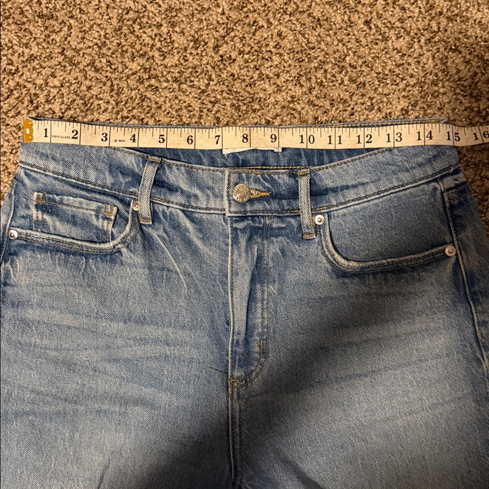 LOFT size 4 “The Wide Leg” Classic Blue slightly distressed jeans - Picture 6 of 7